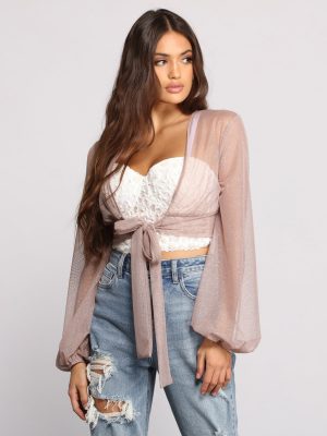 You Glow Girl Glitter Tie Front Cover Up