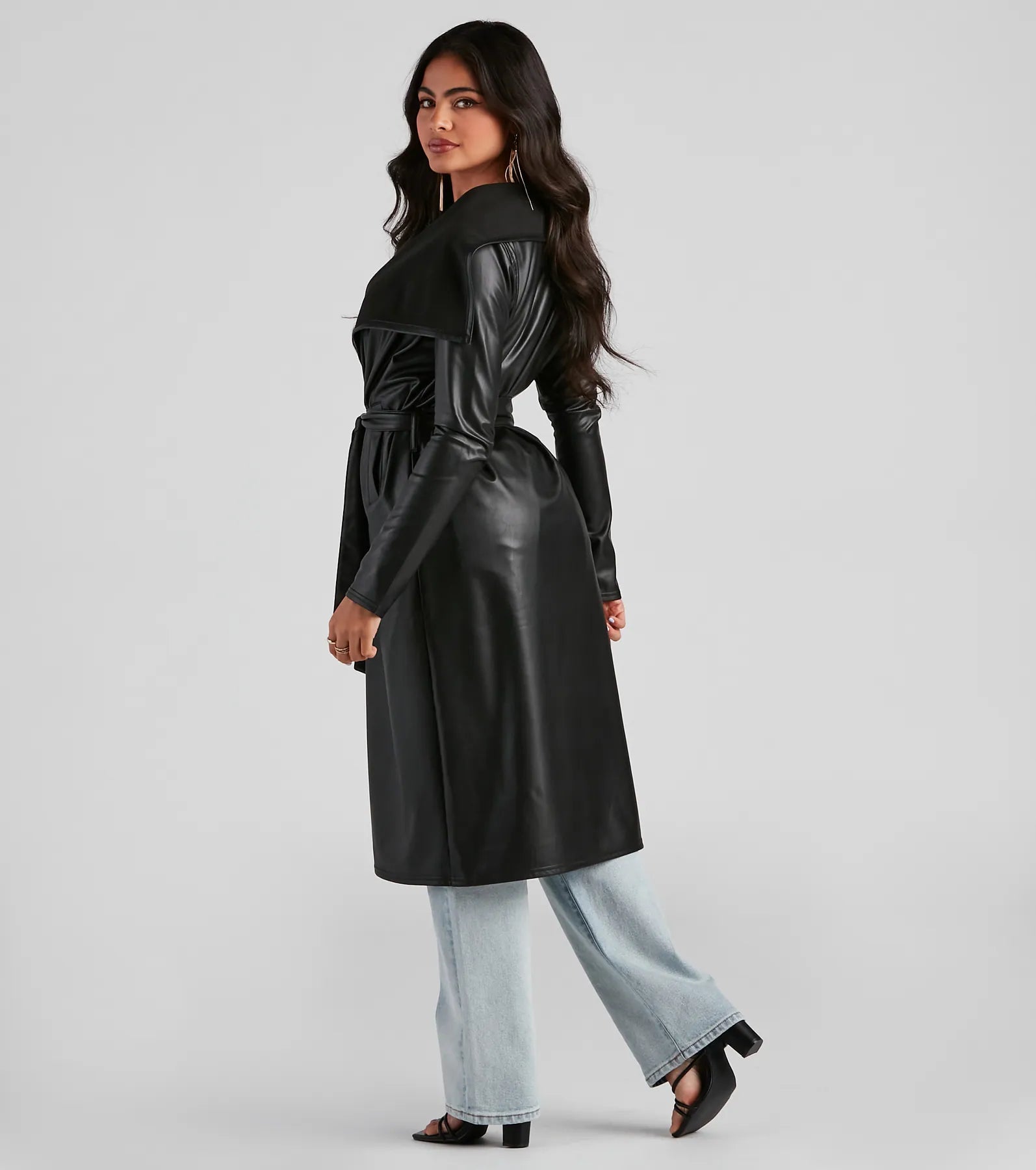 Elevated And Chic Faux Leather Trench - Image 3