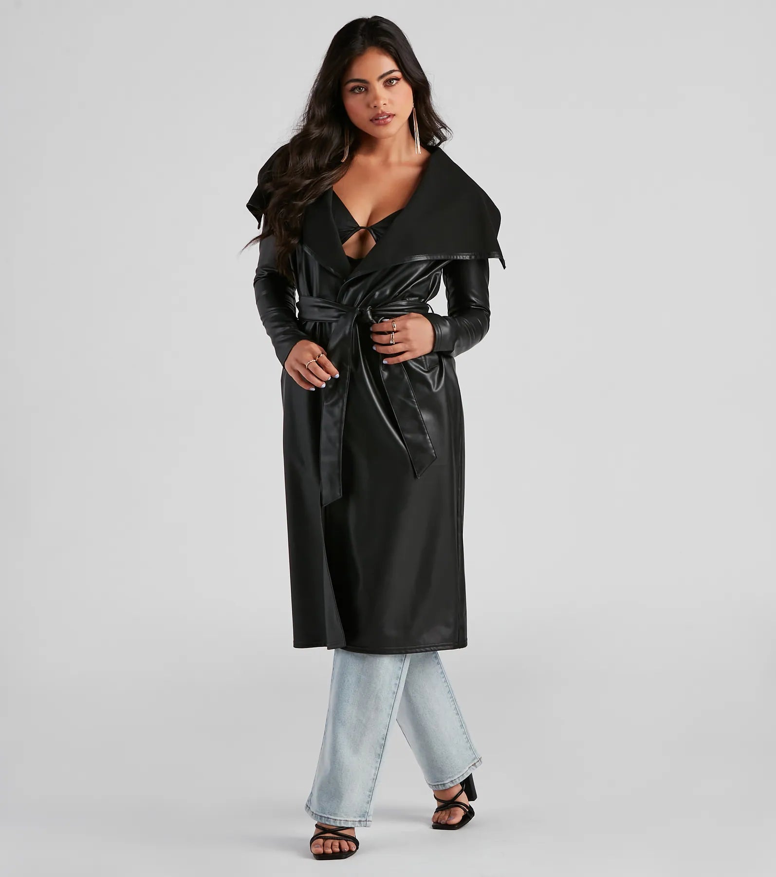 Elevated And Chic Faux Leather Trench - Image 4