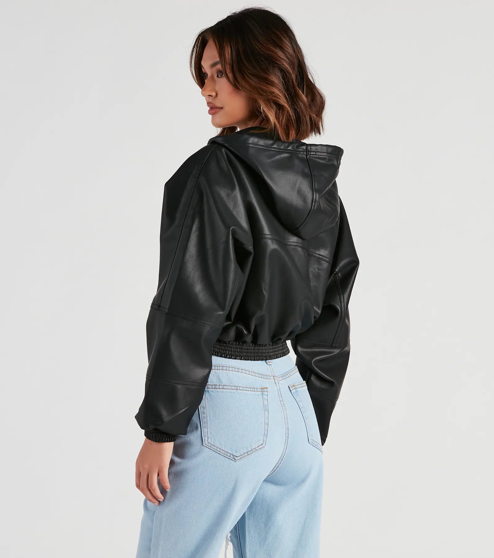 Major Edge Faux Leather Hoodie - Image 2