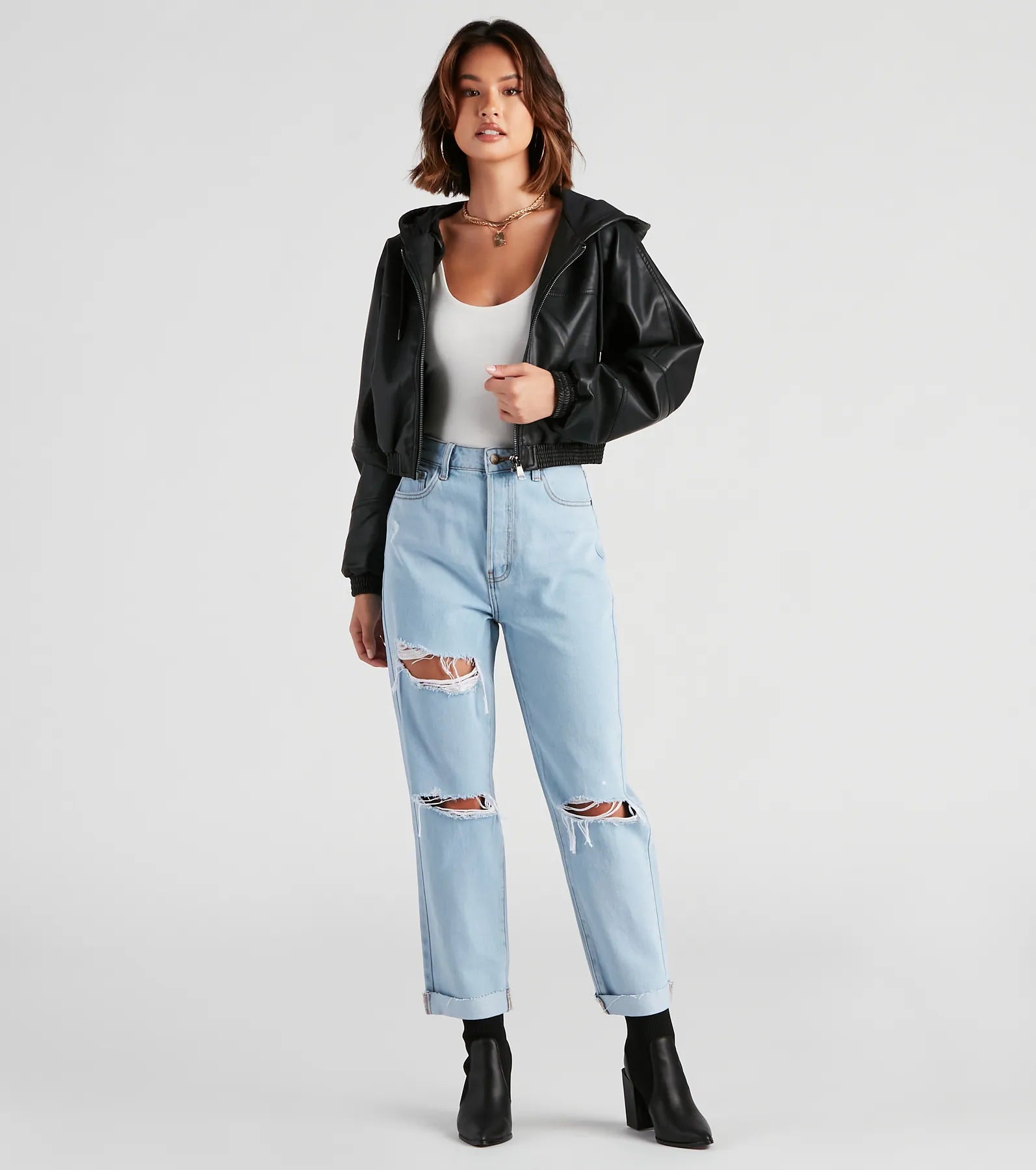 Major Edge Faux Leather Hoodie - Image 3