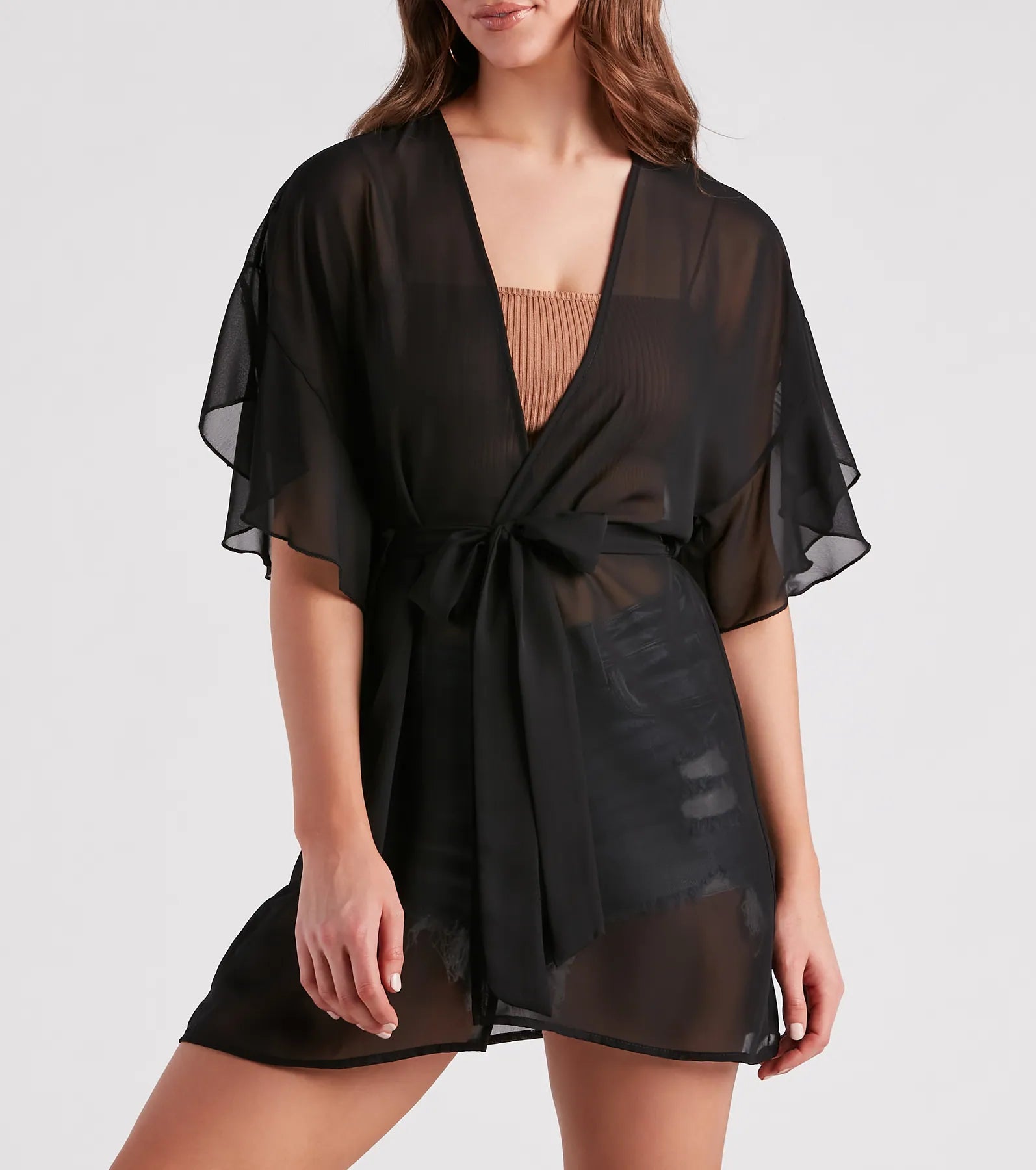 Layer On The Style Sheer Chiffon Kimono - Image 4