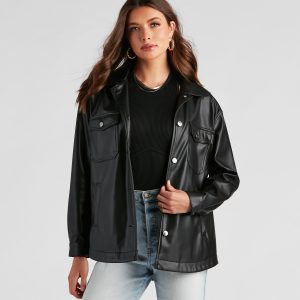 Trendsetting Vibes Faux Leather Shacket