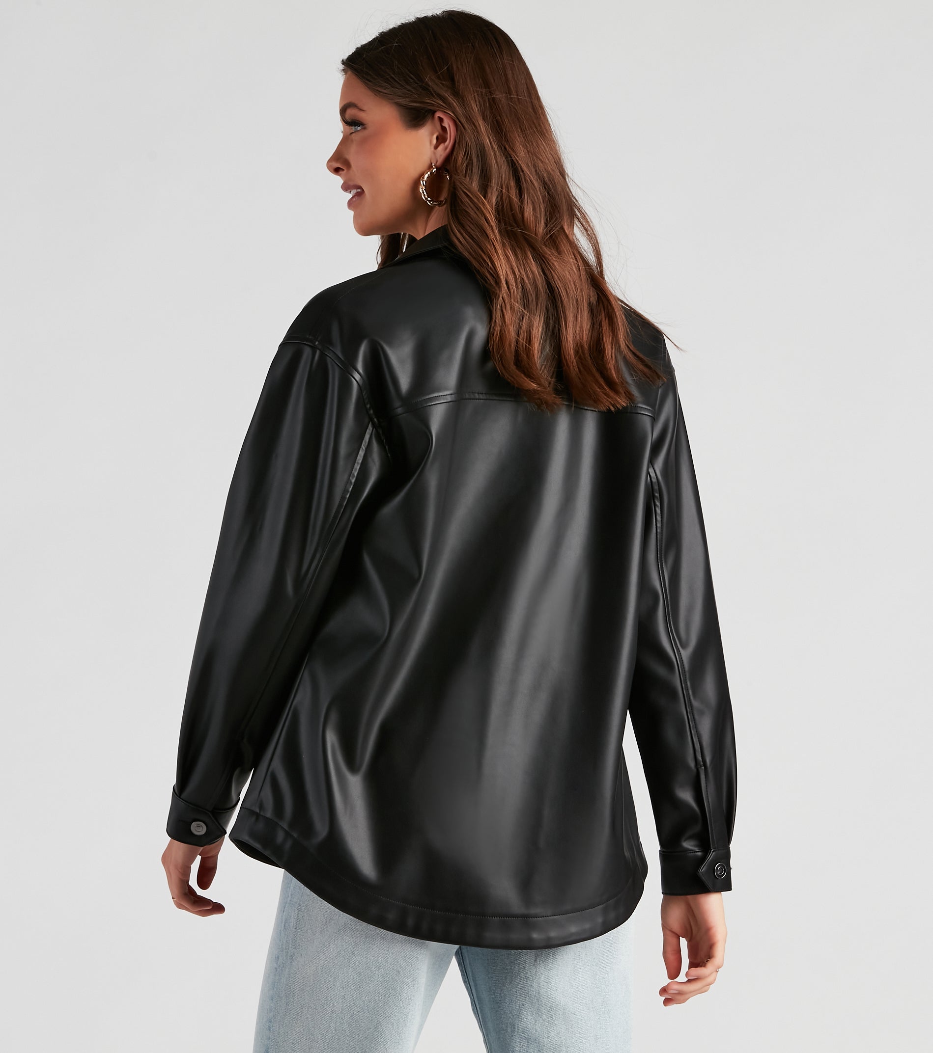 Trendsetting Vibes Faux Leather Shacket - Image 2