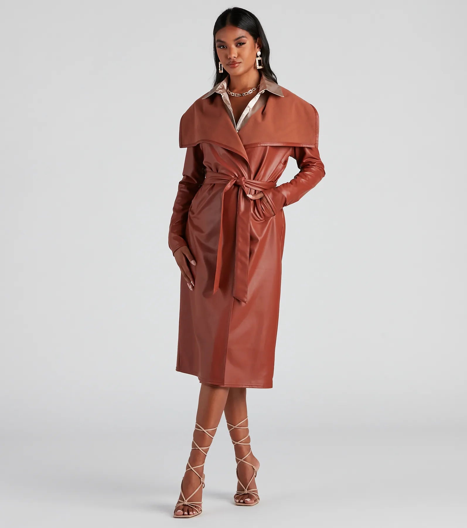 Elevated And Chic Faux Leather Trench - Image 6