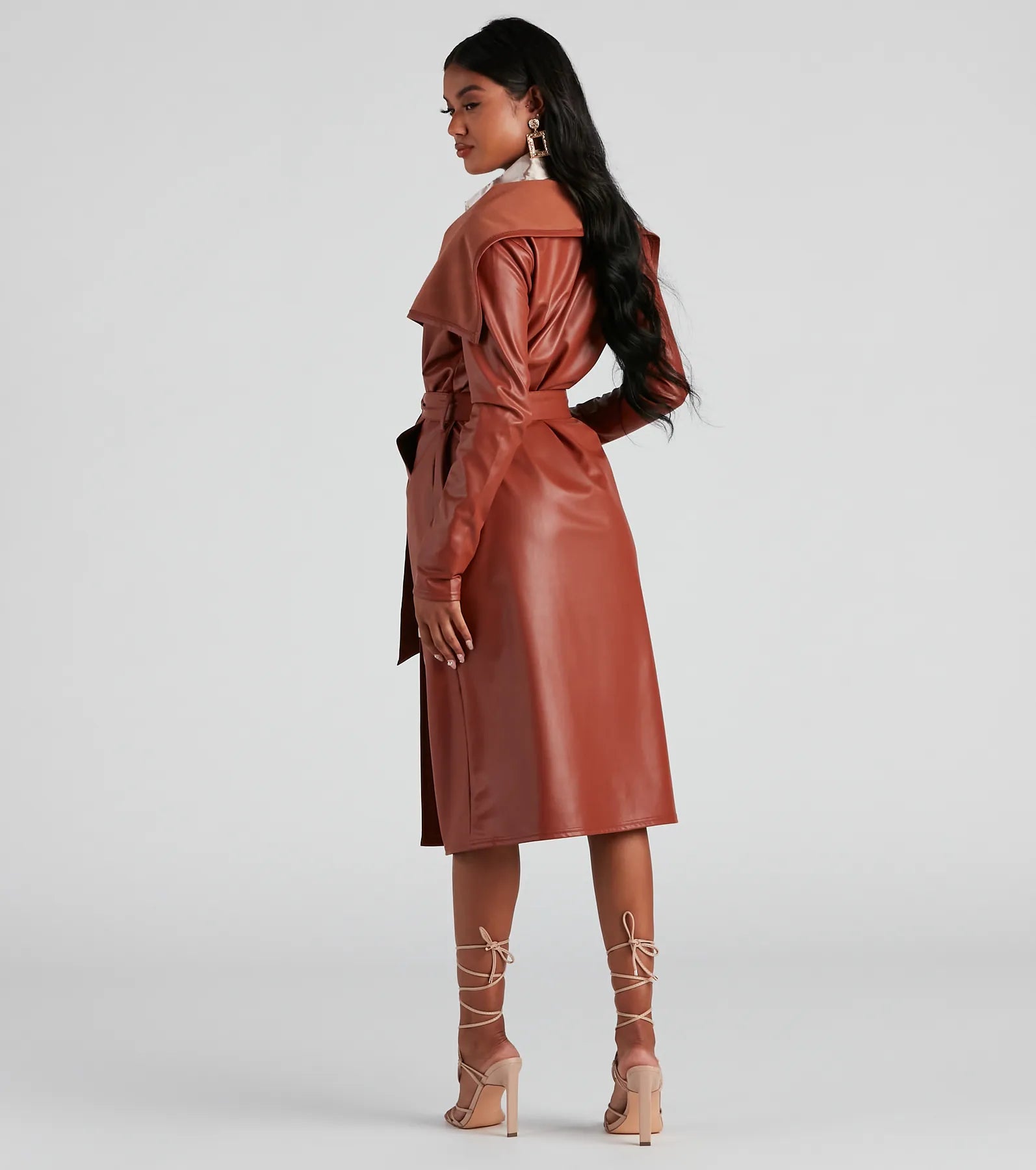 Elevated And Chic Faux Leather Trench - Image 7