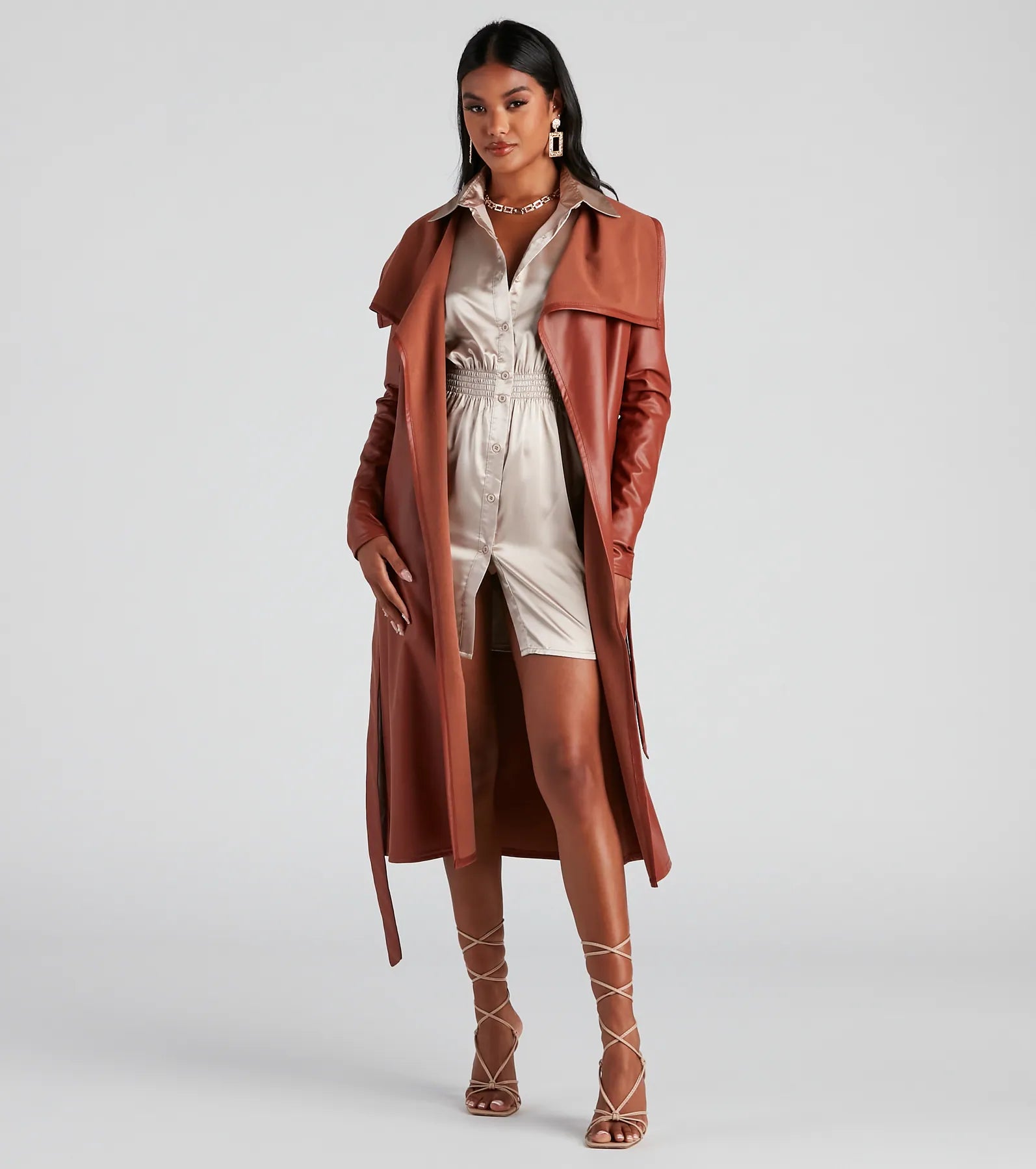 Elevated And Chic Faux Leather Trench - Image 8