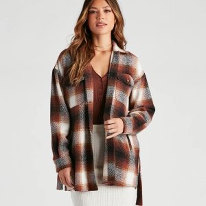 Cozy Fall Vibes Belted Plaid Shacket