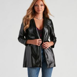 Elevated Sleek Faux Leather Blazer