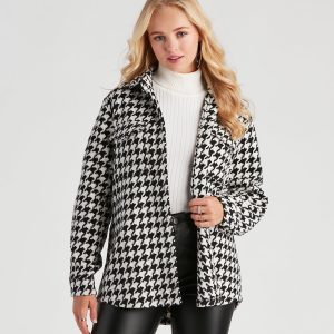 Elevated Chic Houndstooth Woven Shacket