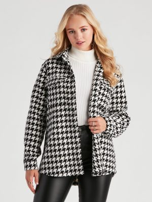Elevated Chic Houndstooth Woven Shacket