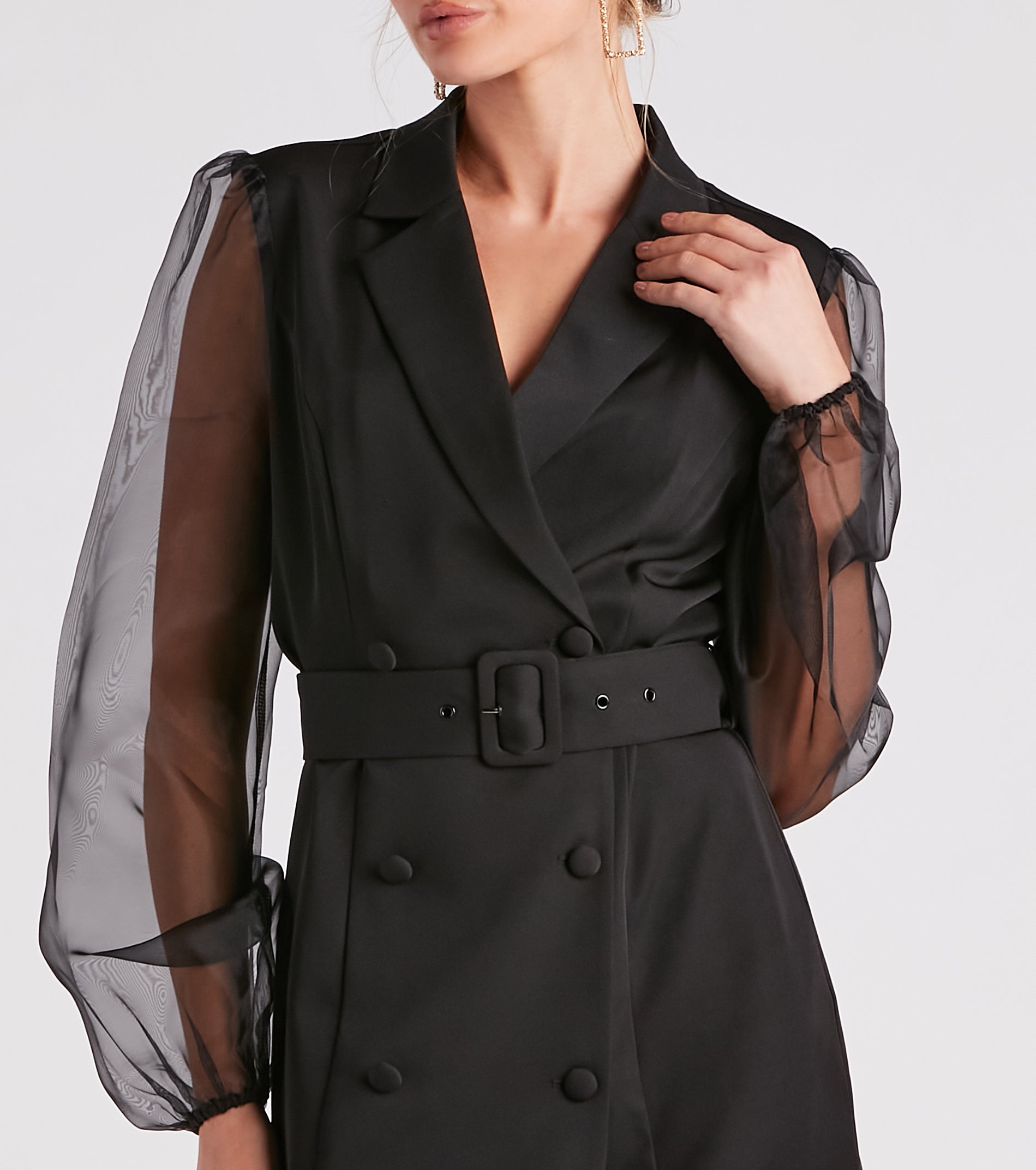 Chic And Fab Sheer Sleeve Blazer Dress - Image 4