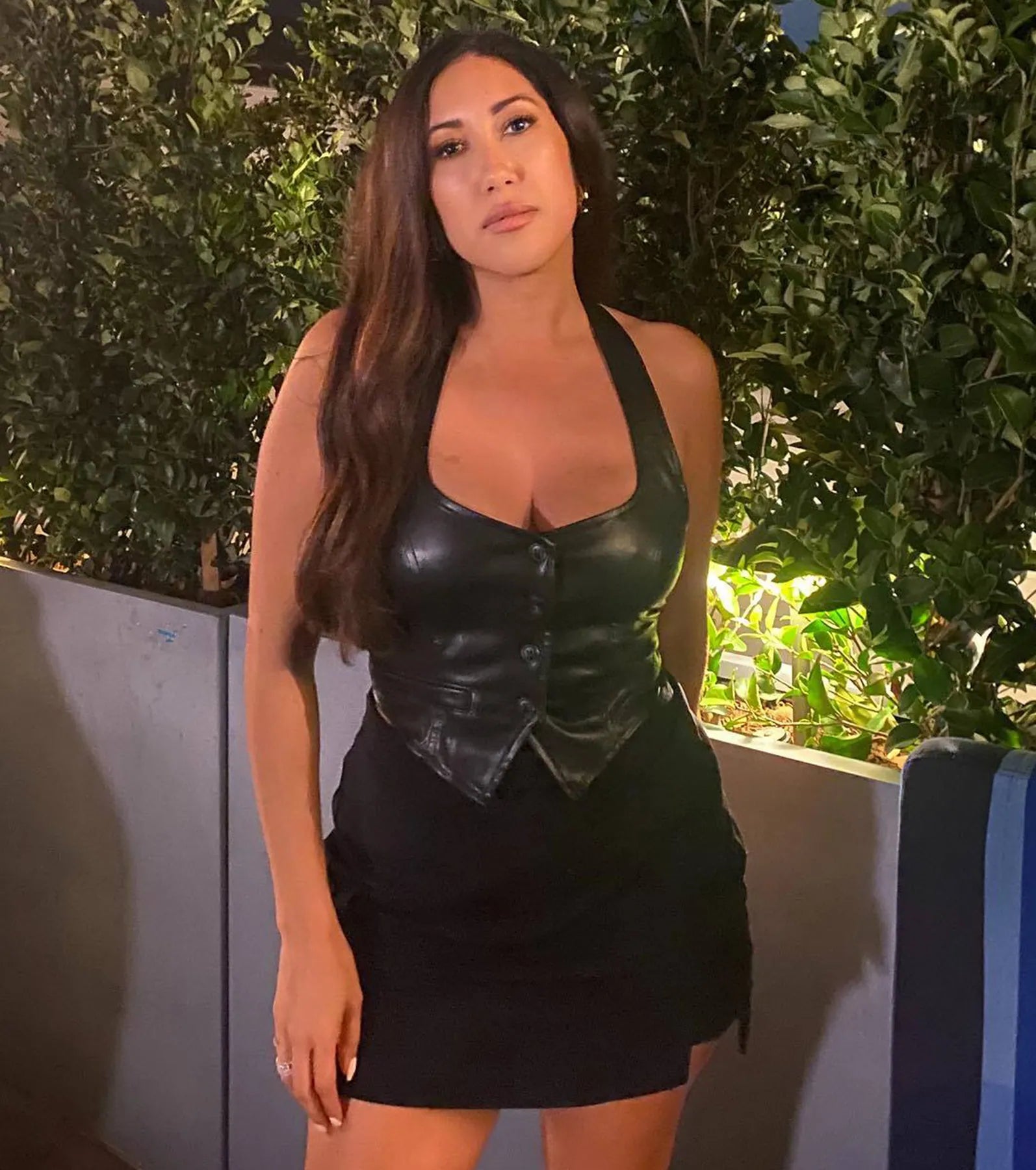 Major Slay Faux Leather Cropped Vest