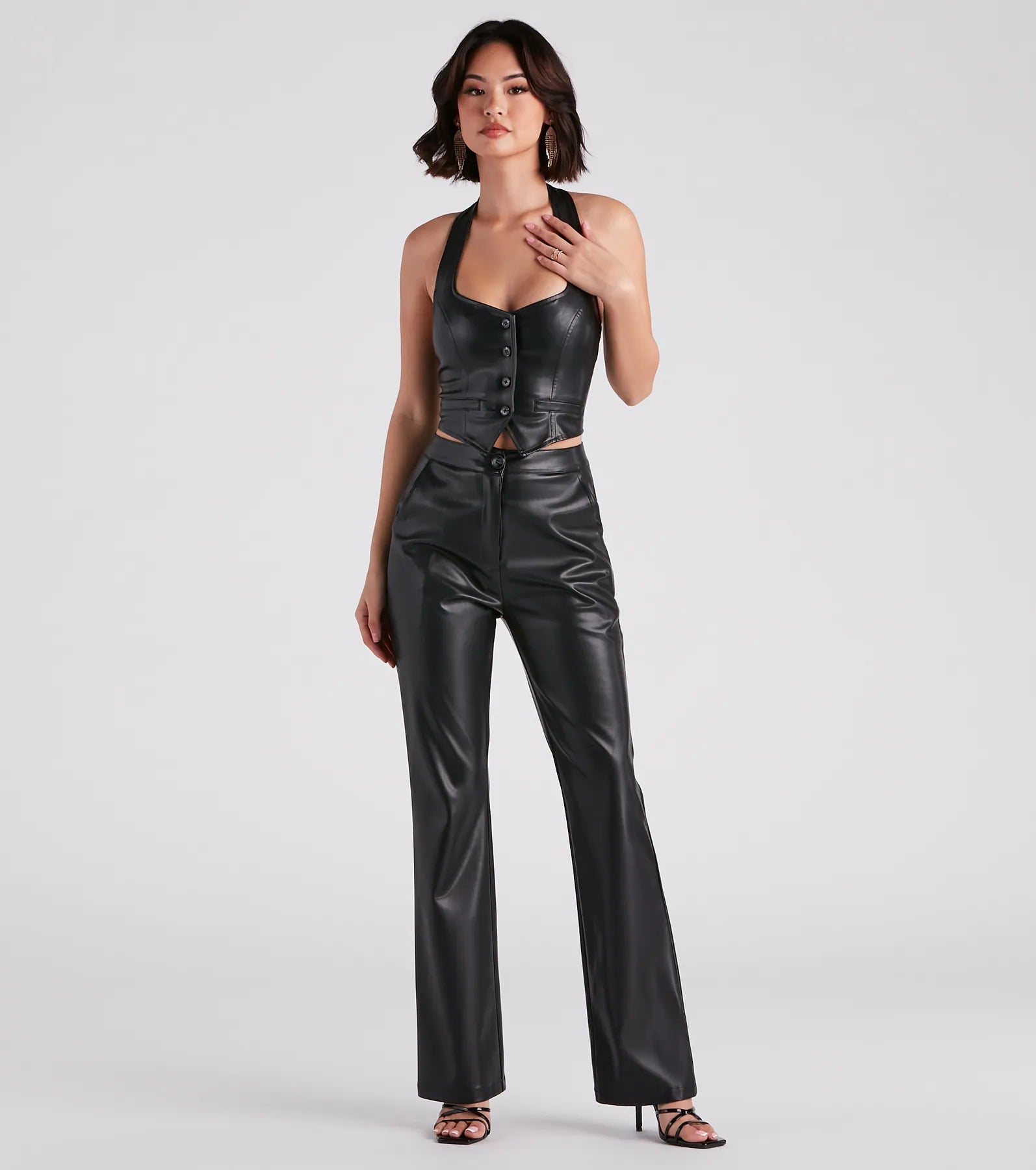 Major Slay Faux Leather Cropped Vest - Image 4