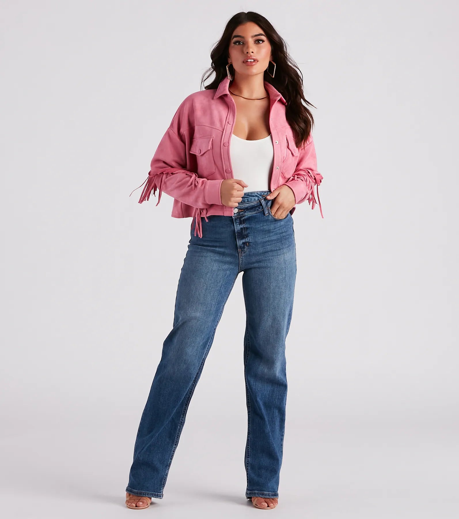 Festival 'Fit Fringe Cropped Shacket - Image 3