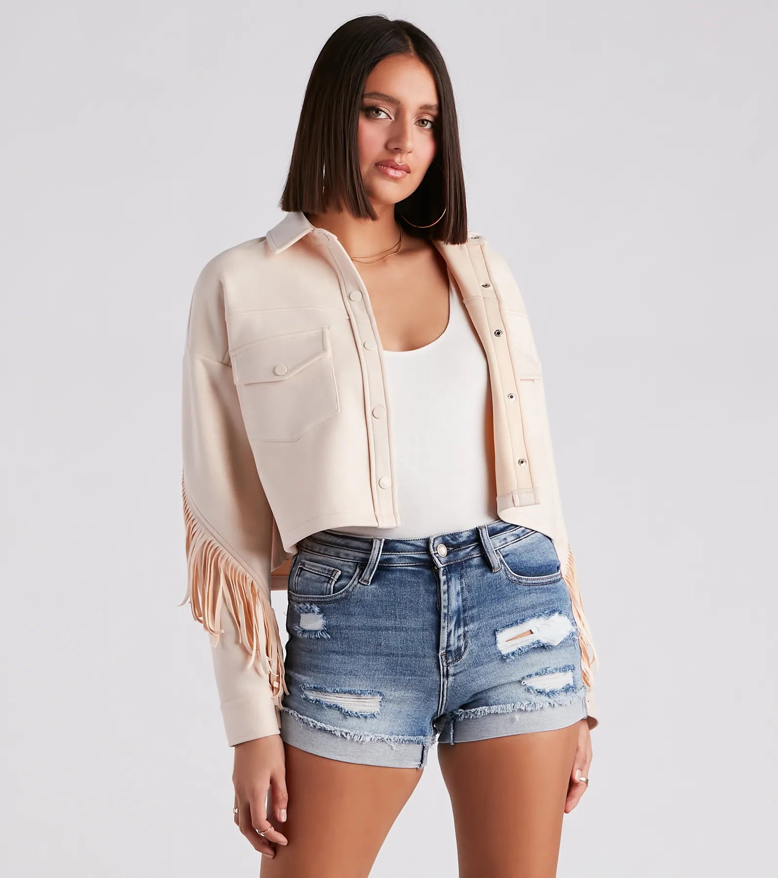 Festival 'Fit Fringe Cropped Shacket - Image 5