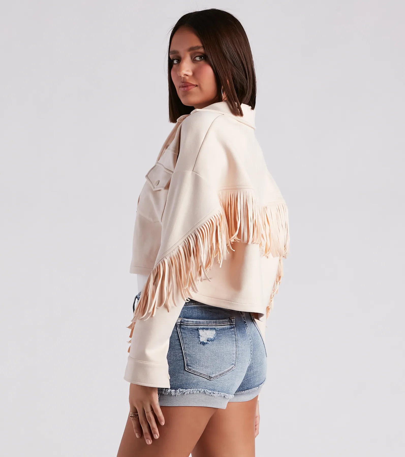 Festival 'Fit Fringe Cropped Shacket - Image 6