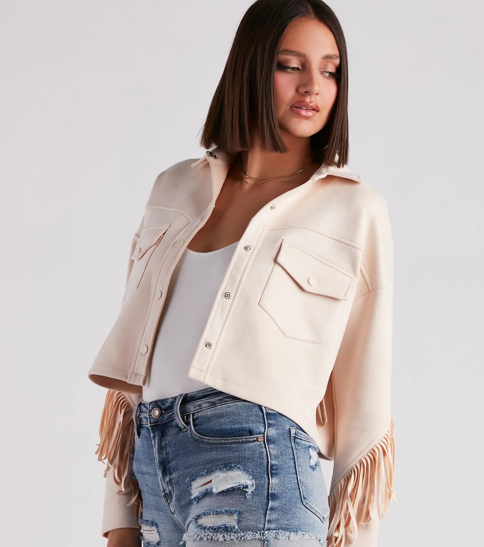 Festival 'Fit Fringe Cropped Shacket - Image 8