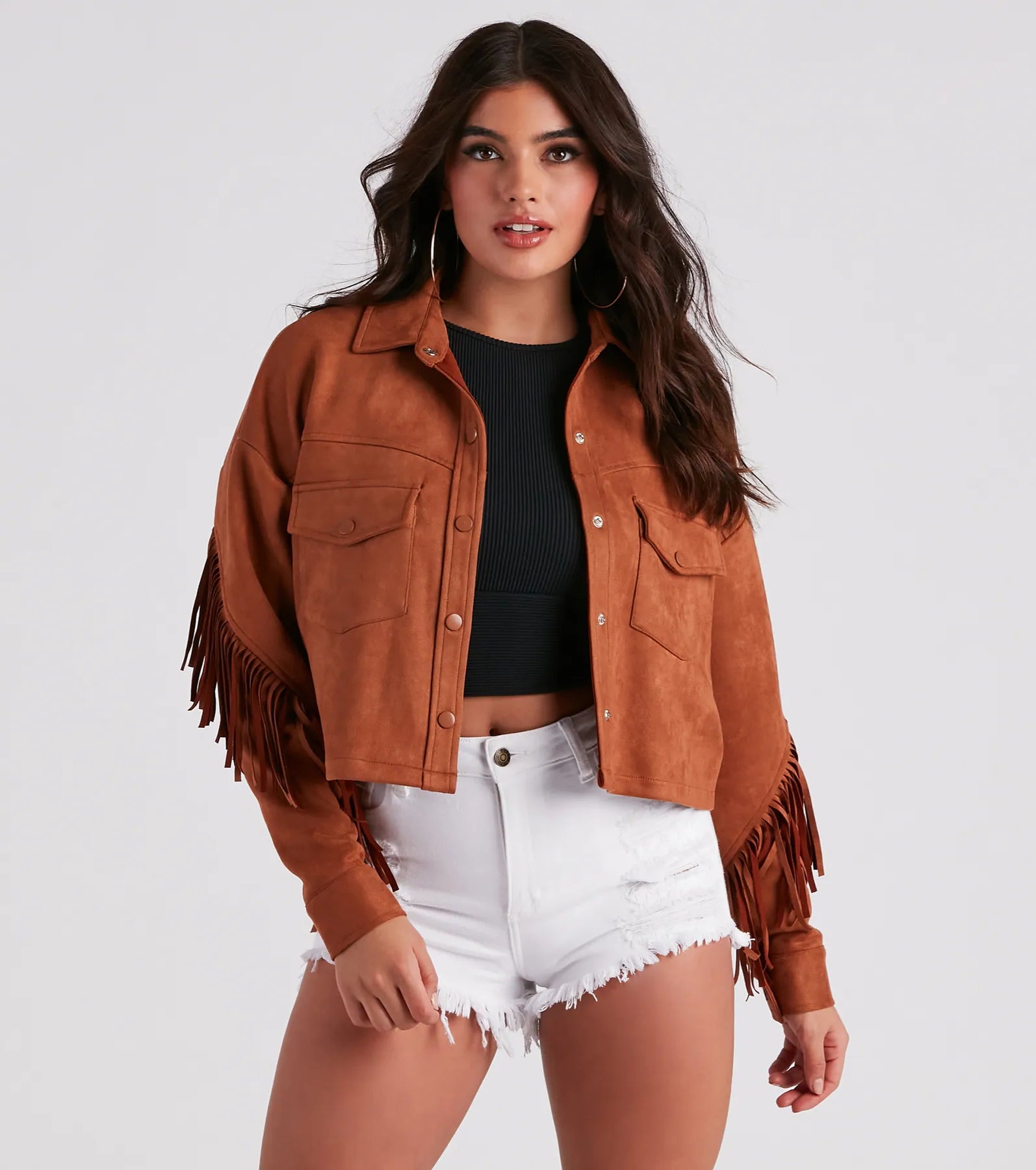 Festival 'Fit Fringe Cropped Shacket - Image 13