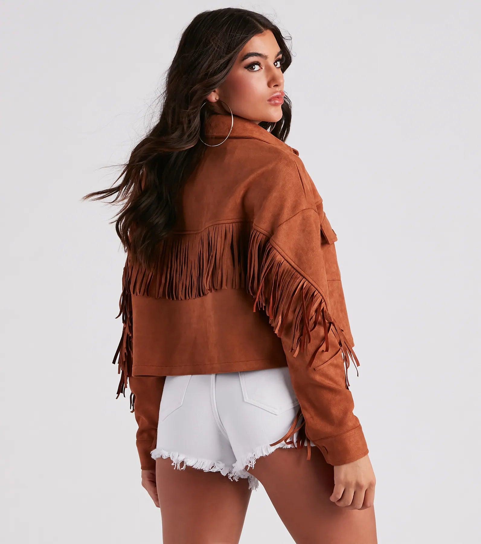 Festival 'Fit Fringe Cropped Shacket - Image 14