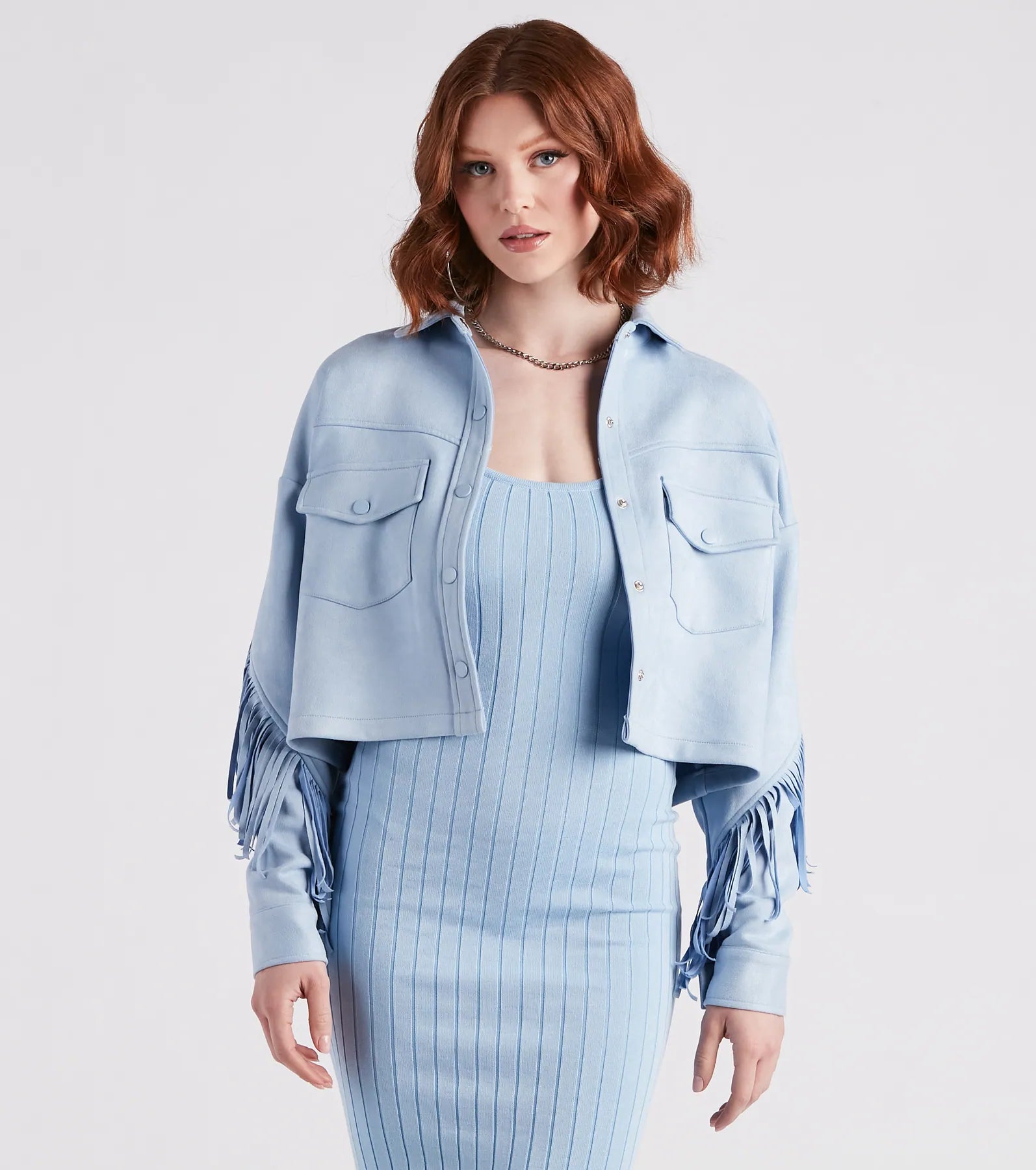 Festival 'Fit Fringe Cropped Shacket - Image 9