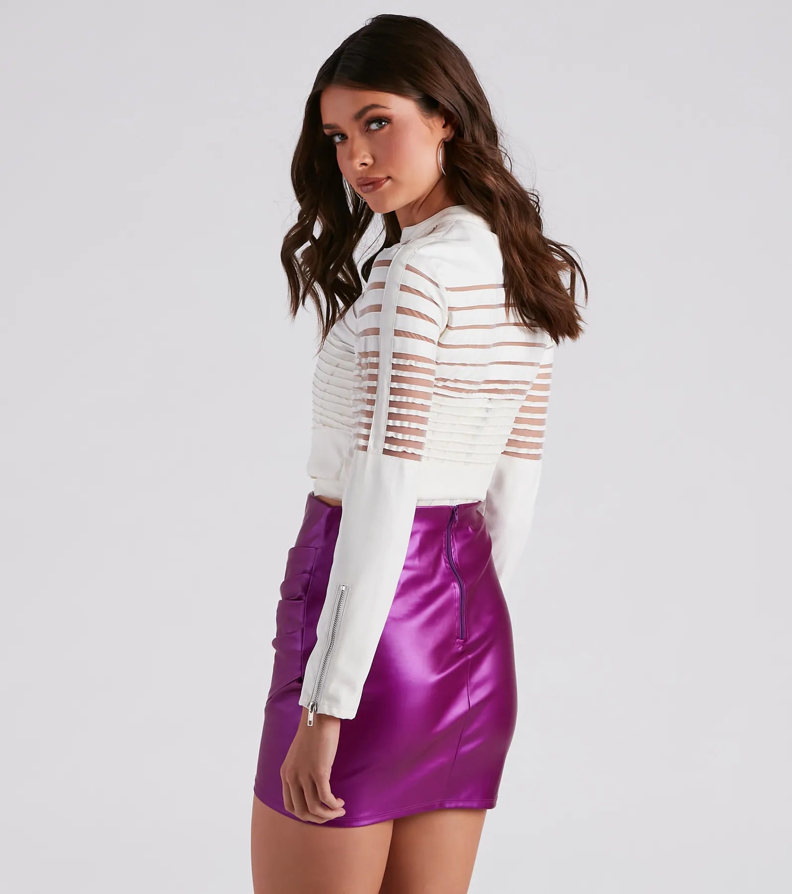 Faux Leather Illusion Striped Jacket - Image 7