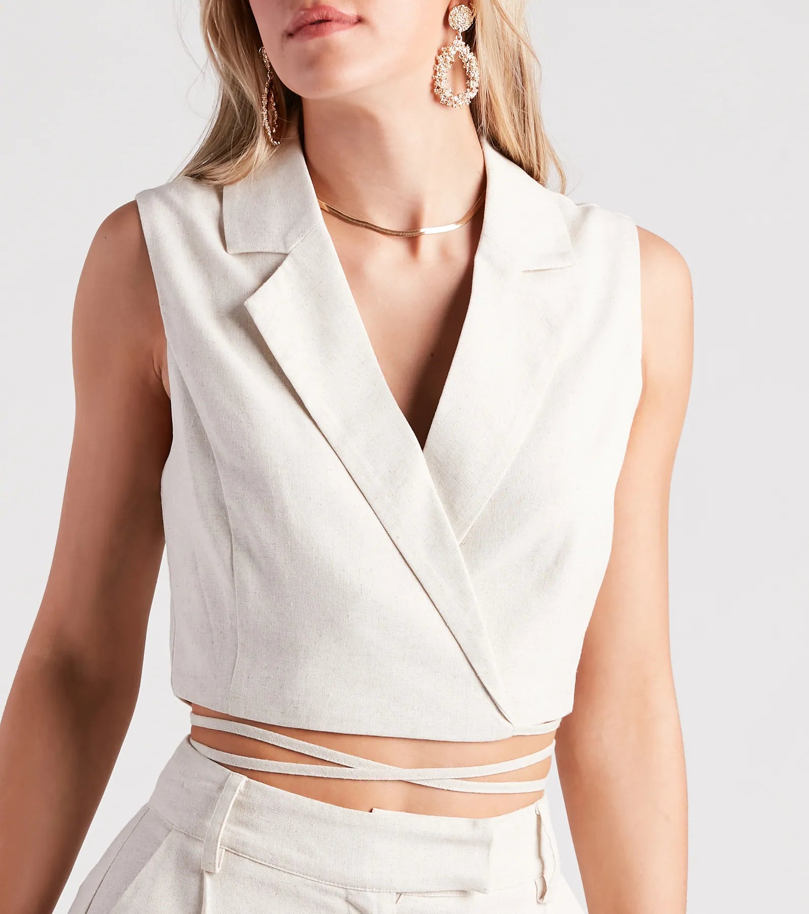 Make The Shift Linen Tie Waist Vest - Image 8