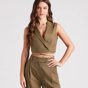 Make The Shift Linen Tie Waist Vest