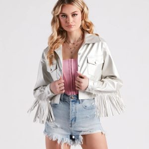 Wild Retro Faux Leather Fringe Jacket