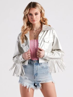 Wild Retro Faux Leather Fringe Jacket