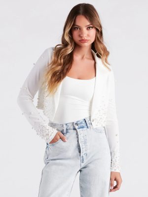 Pearly Perfect Crepe Crop Blazer