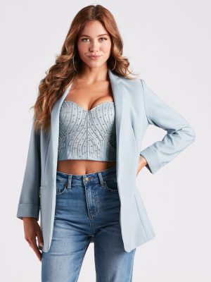 Best In Office Woven Boyfriend Blazer