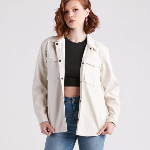 Hey Cool Girl Faux Leather Shacket