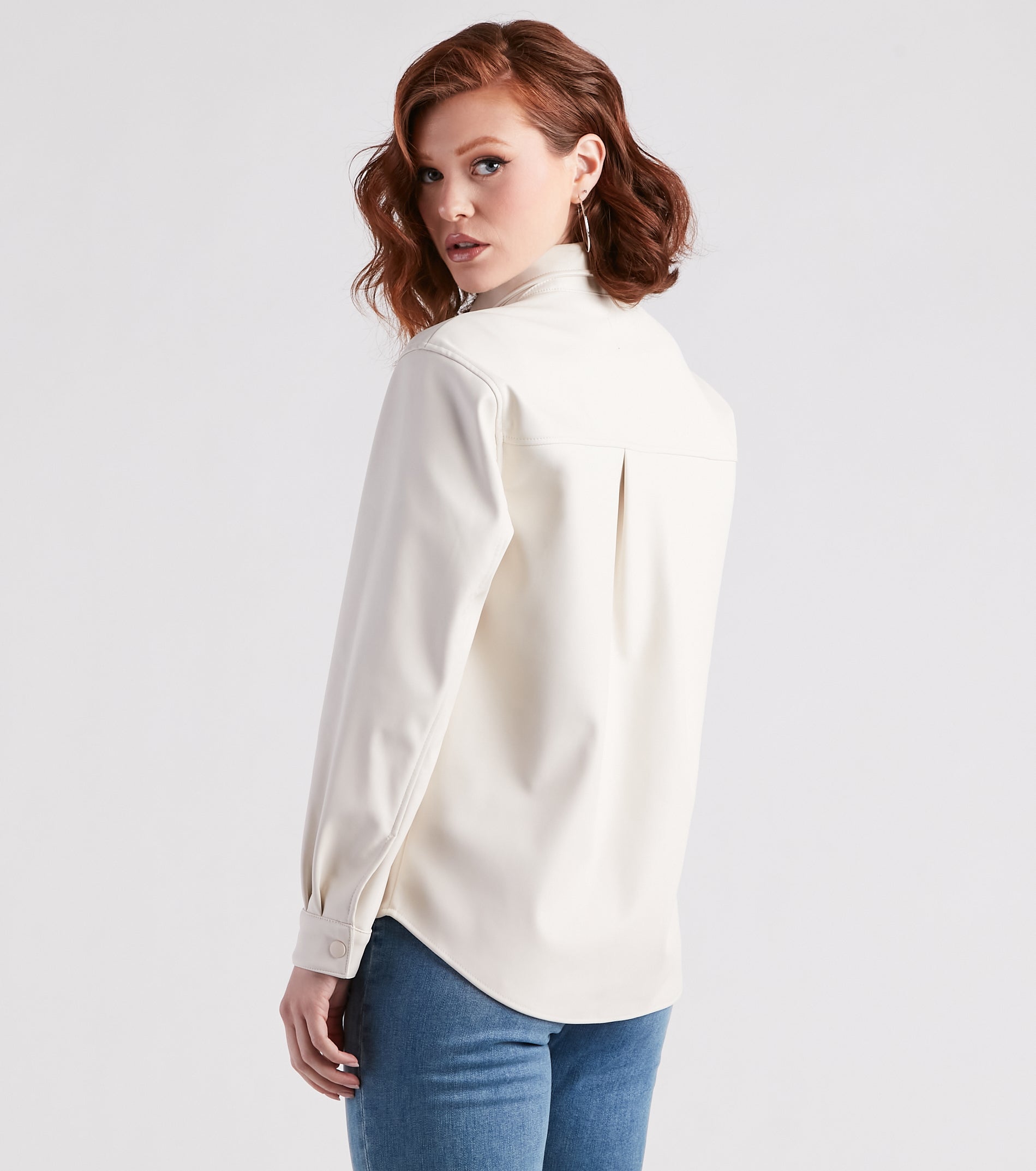 Hey Cool Girl Faux Leather Shacket - Image 2