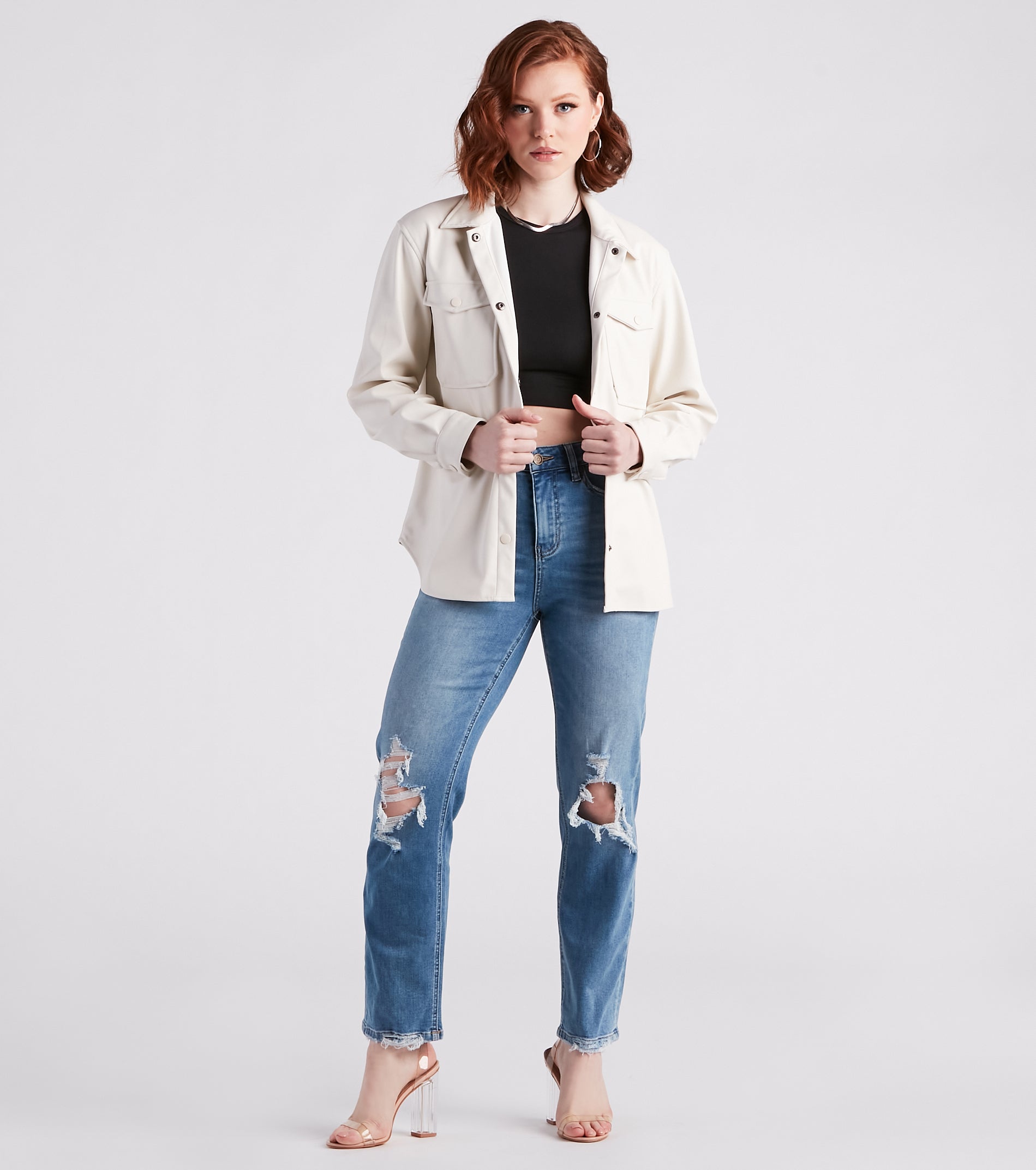 Hey Cool Girl Faux Leather Shacket - Image 3