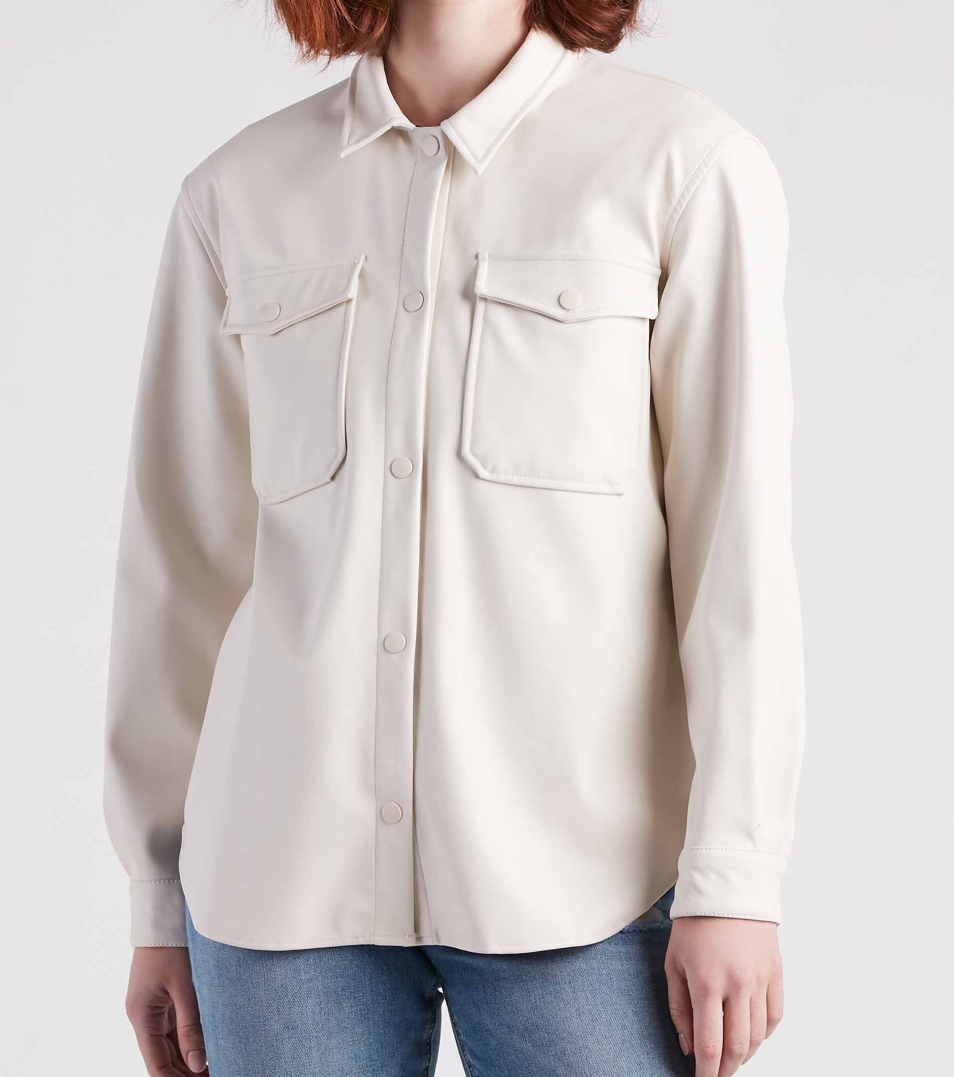 Hey Cool Girl Faux Leather Shacket - Image 4