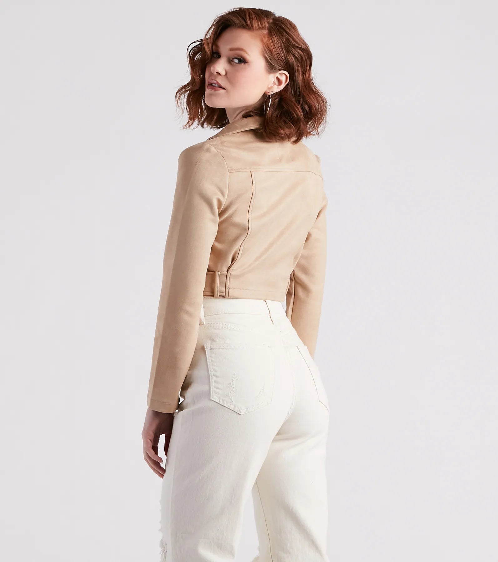 Edgy Soul Faux Suede Crop Moto Jacket - Image 2