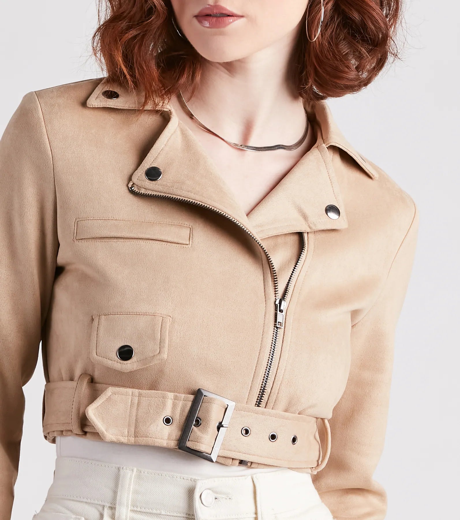 Edgy Soul Faux Suede Crop Moto Jacket - Image 4