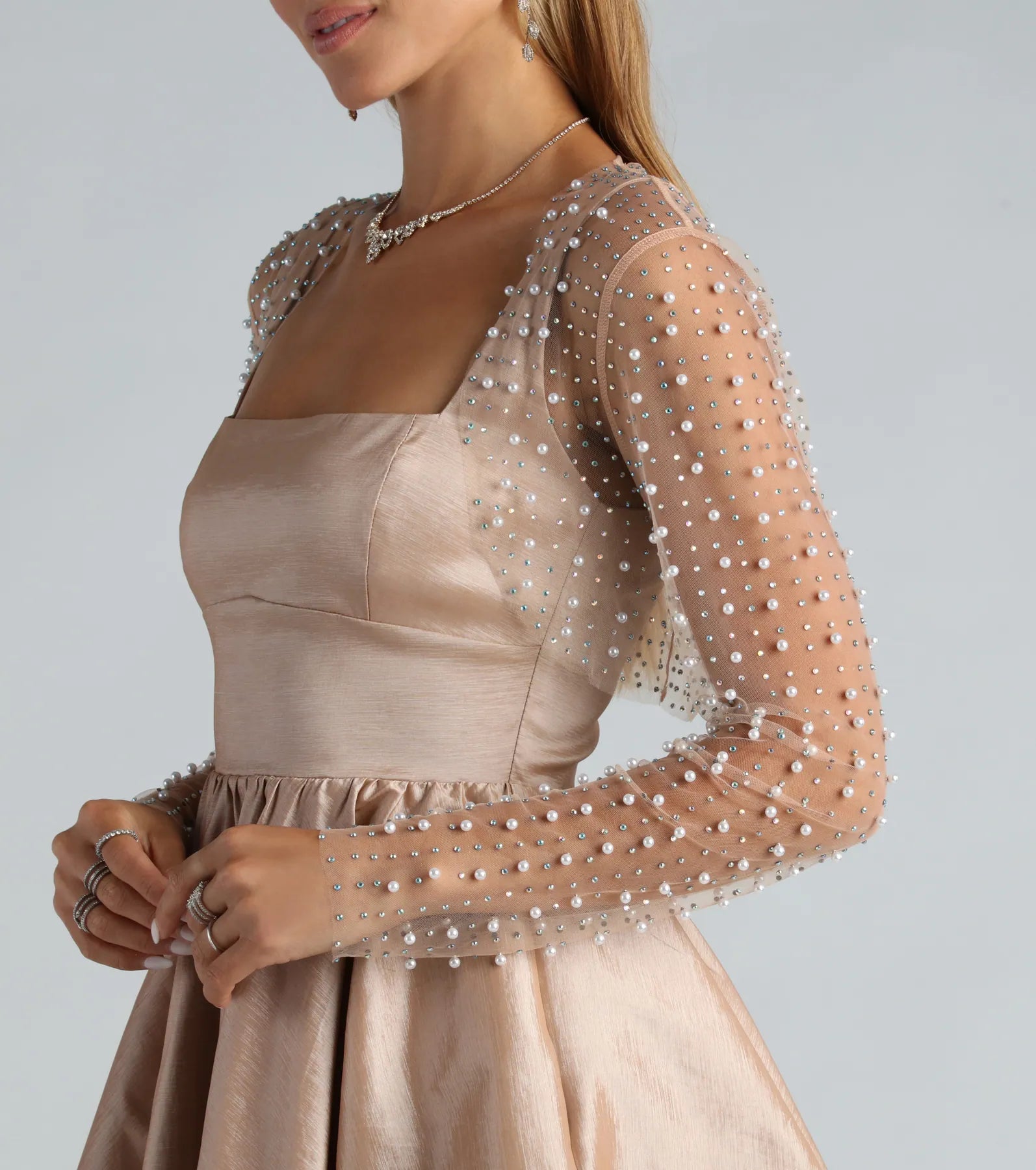 Bring On The Bling Faux Pearl Rhinestone Bolero - Image 7