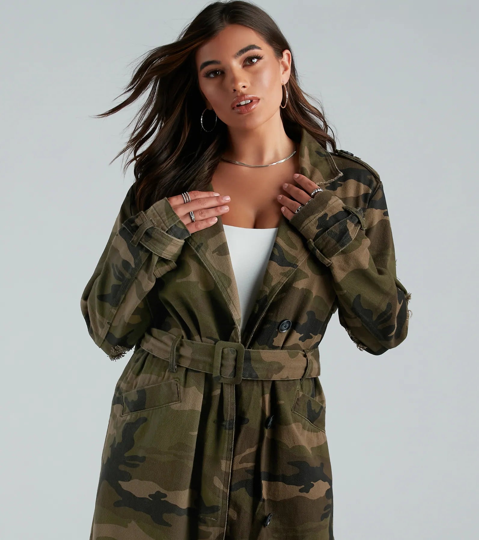 Salute Your Style Camouflage Belted Trench - Image 4