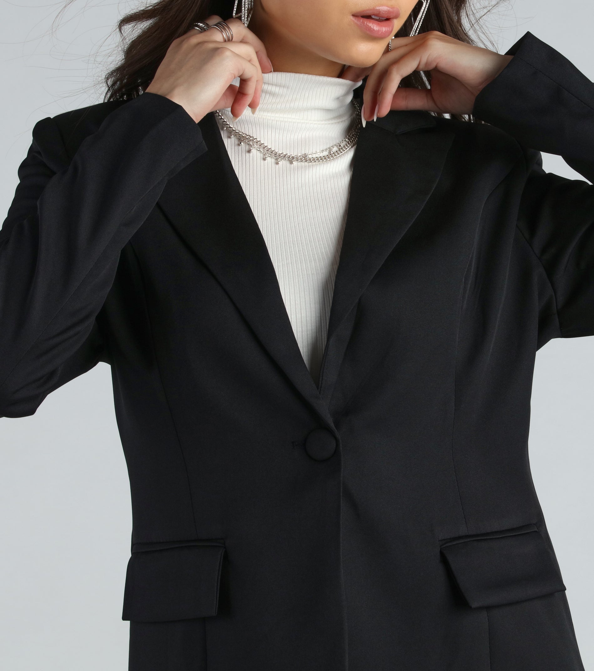 Classy Night Long Sleeve Woven Blazer - Image 3