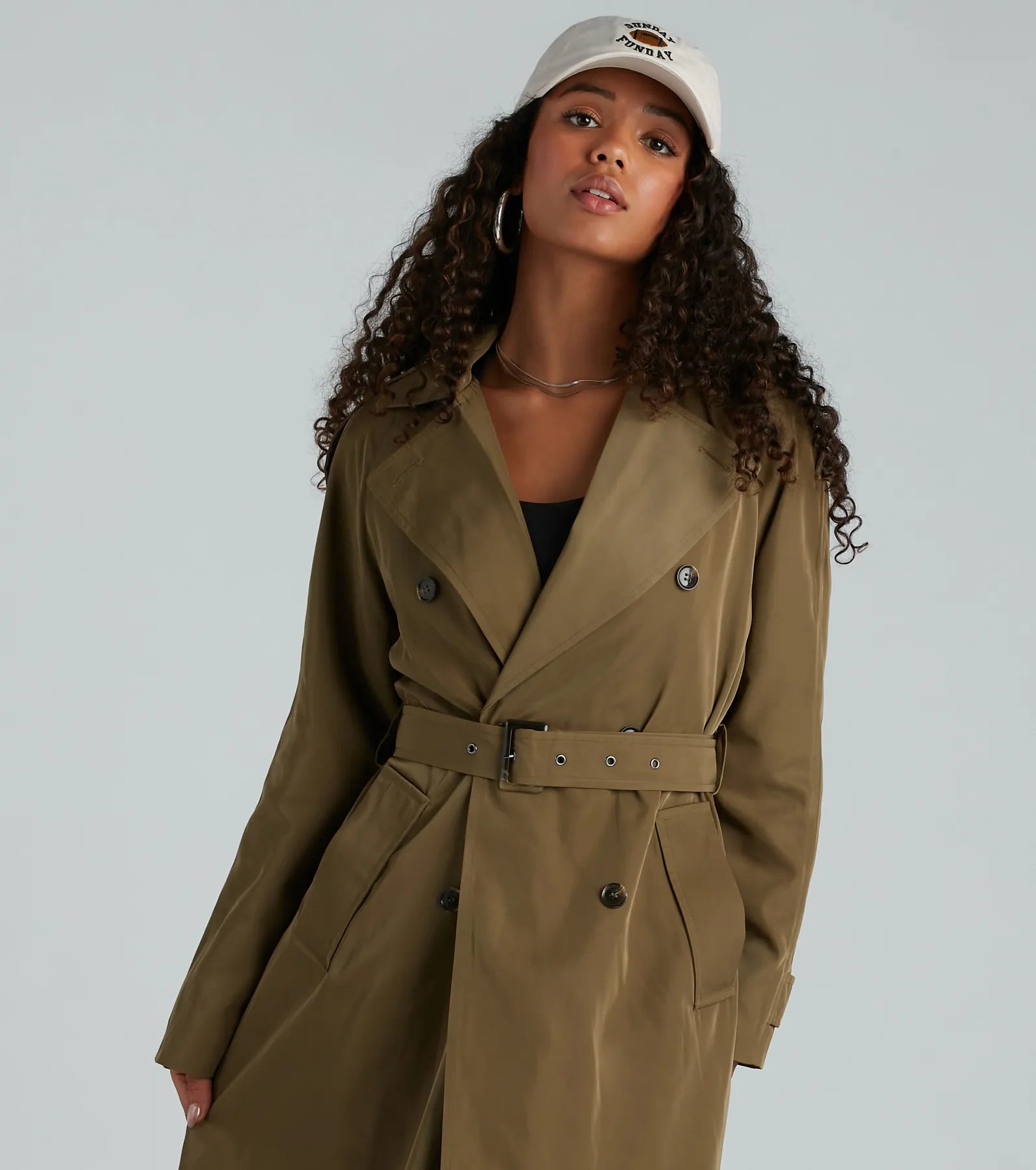 Get A Clue Double Breasted Trench Coat - Image 8