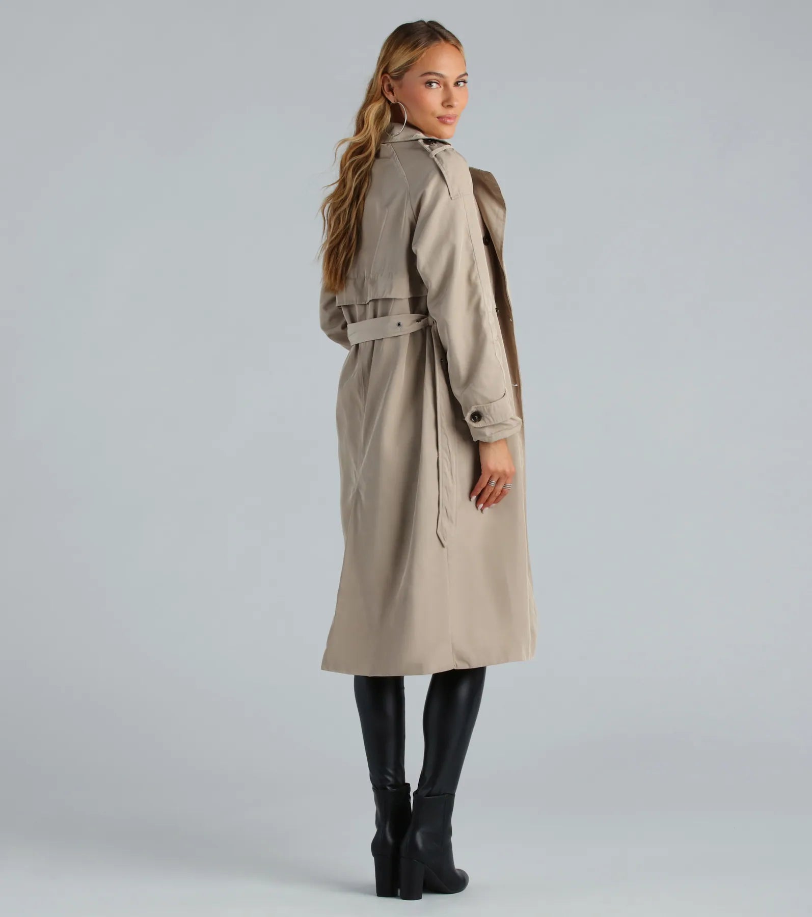 Get A Clue Double Breasted Trench Coat - Image 2
