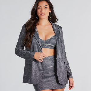 Fashionable Perfection Glitter Blazer
