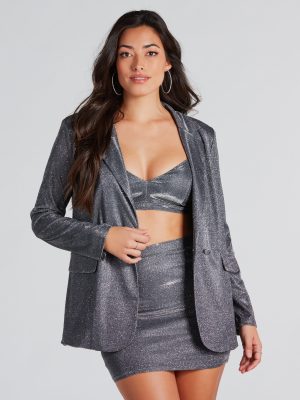 Fashionable Perfection Glitter Blazer