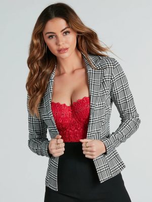 Uptown Attitude Plaid Crop Blazer