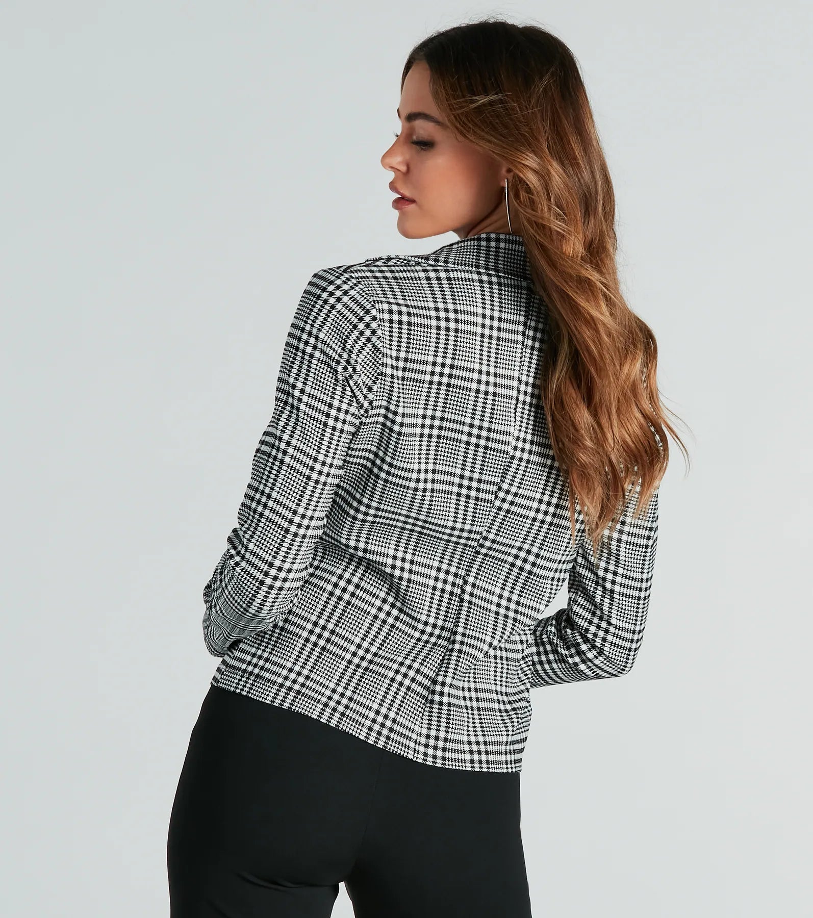 Uptown Attitude Plaid Crop Blazer - Image 2