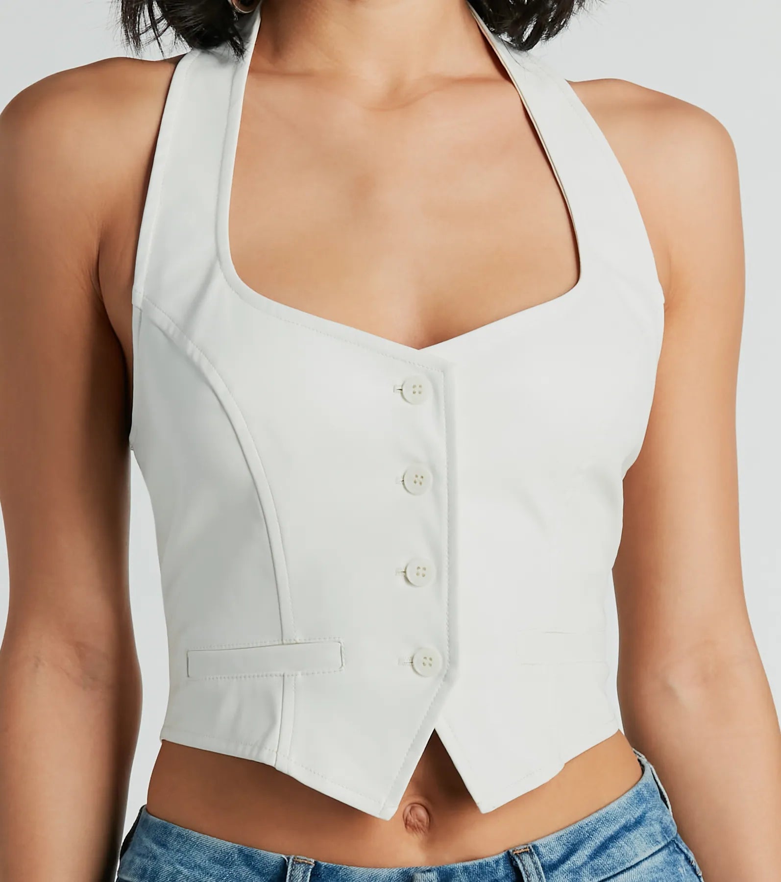 Major Slay Faux Leather Cropped Vest - Image 9