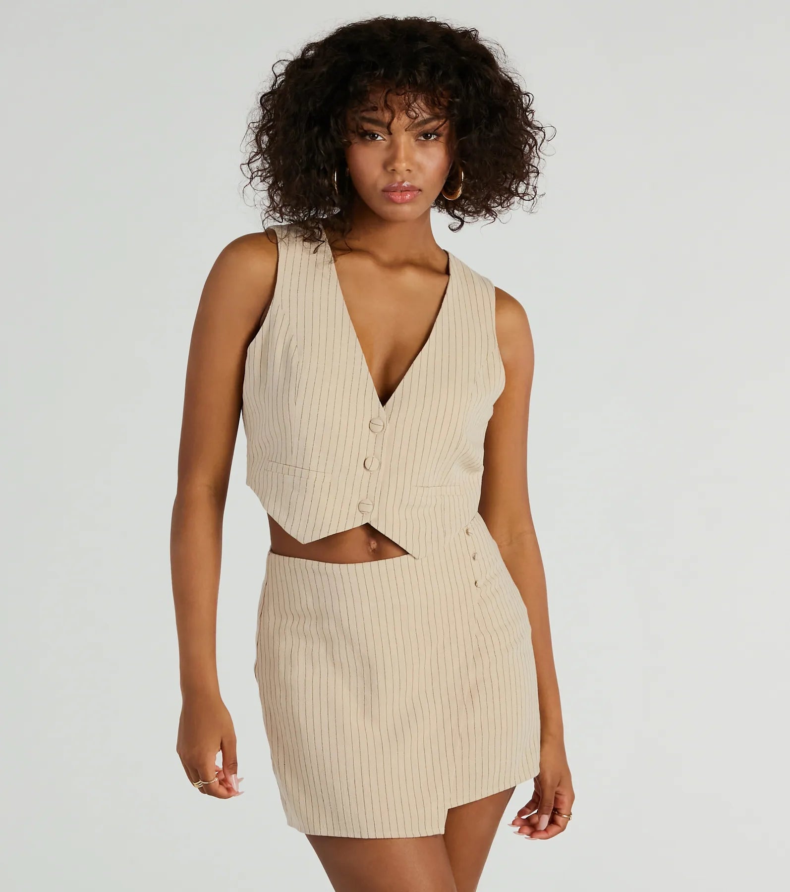 Downtown Meetings Pinstripe Linen Vest - Image 4