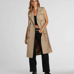 City-Chic Nylon Belted Trench Vest
